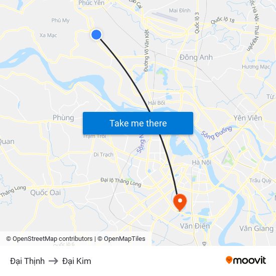 Đại Thịnh to Đại Kim map