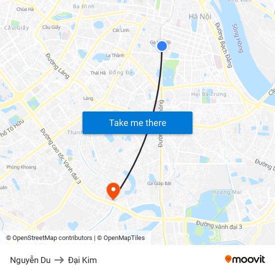 Nguyễn Du to Đại Kim map