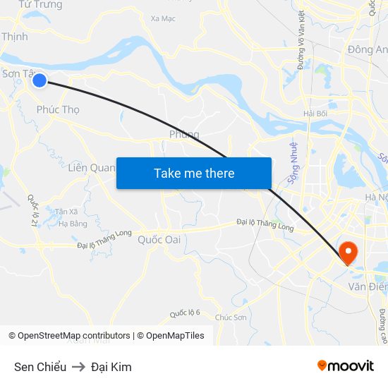 Sen Chiểu to Đại Kim map