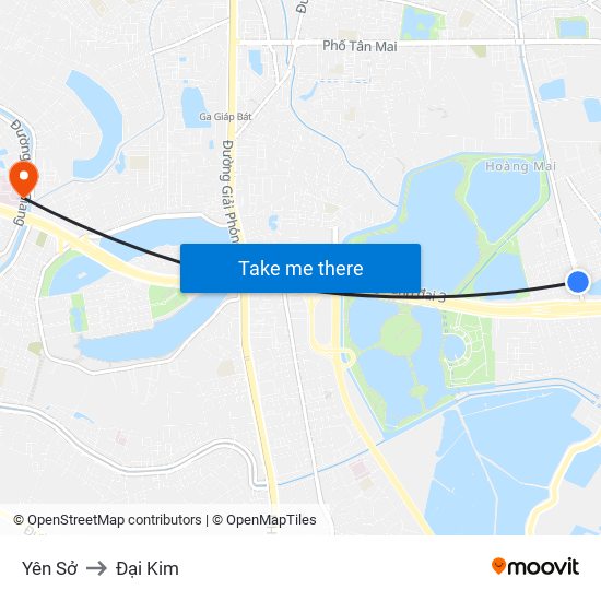 Yên Sở to Đại Kim map