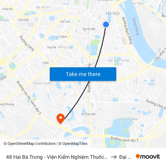 48 Hai Bà Trưng - Viện Kiểm Nghiệm Thuốc Trung Ương to Đại Kim map