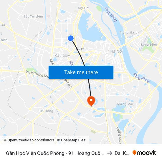 Gần Học Viện Quốc Phòng - 91 Hoàng Quốc Việt to Đại Kim map