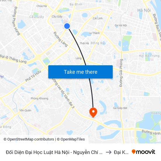 Đối Diện Đại Học Luật Hà Nội - Nguyễn Chí Thanh to Đại Kim map