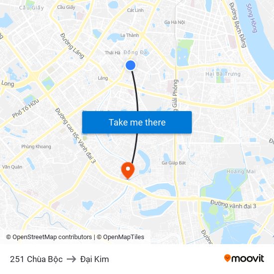 251 Chùa Bộc to Đại Kim map
