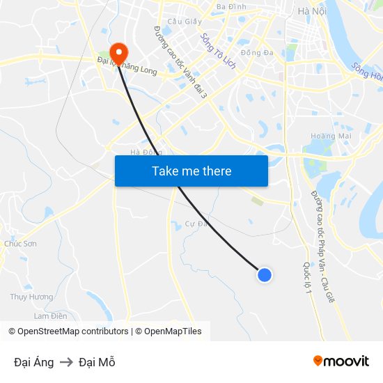 Đại Áng to Đại Mỗ map