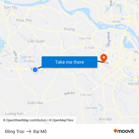 Đồng Trúc to Đại Mỗ map