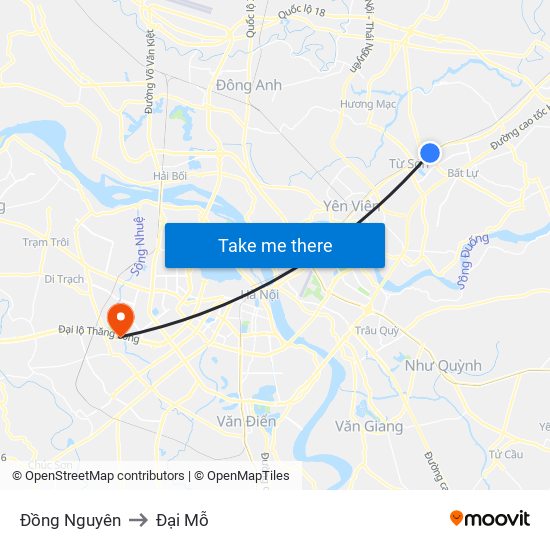 Đồng Nguyên to Đại Mỗ map