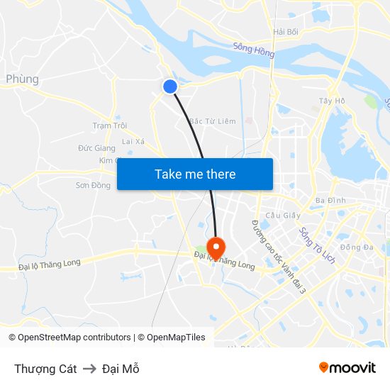 Thượng Cát to Đại Mỗ map