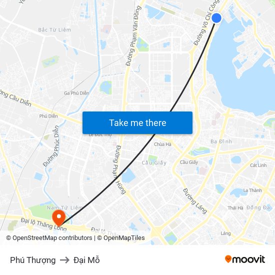 Phú Thượng to Đại Mỗ map