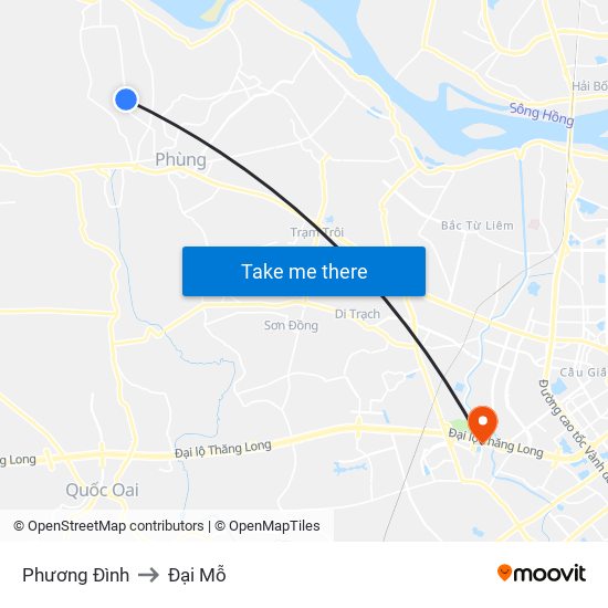 Phương Đình to Đại Mỗ map