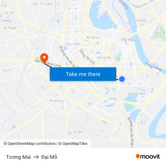 Tương Mai to Đại Mỗ map