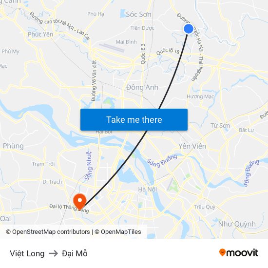 Việt Long to Đại Mỗ map