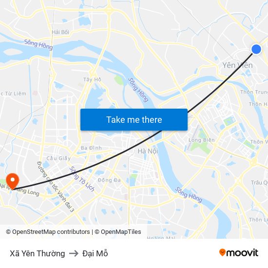 Xã Yên Thường to Đại Mỗ map