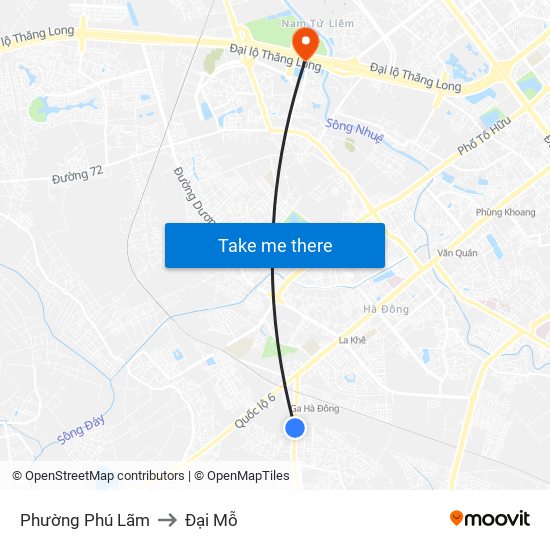 Phường Phú Lãm to Đại Mỗ map