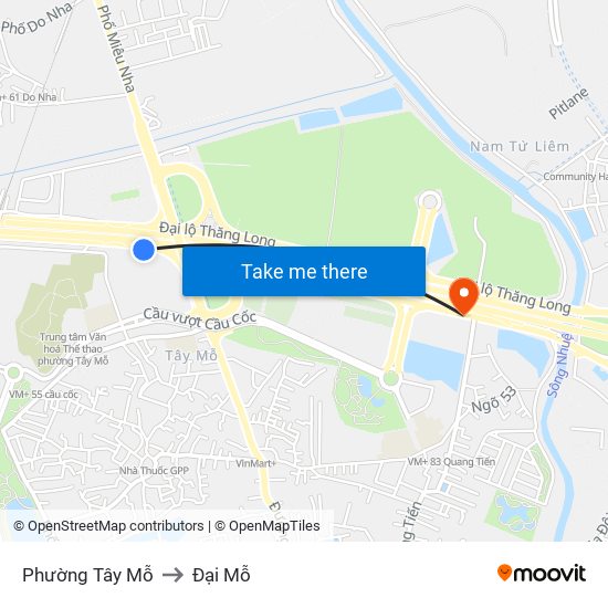 Phường Tây Mỗ to Đại Mỗ map