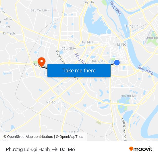 Phường Lê Đại Hành to Đại Mỗ map