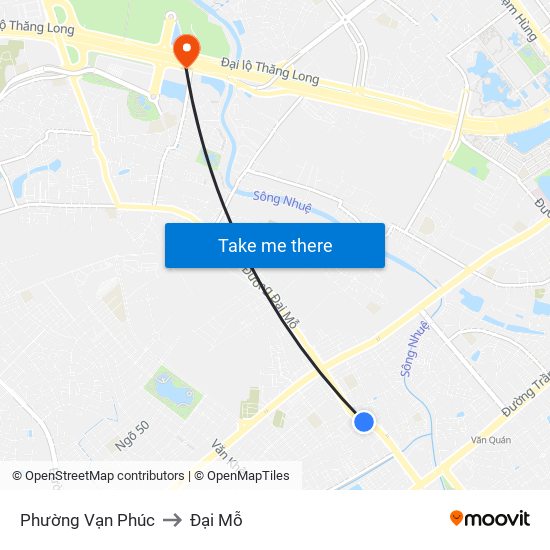 Phường Vạn Phúc to Đại Mỗ map