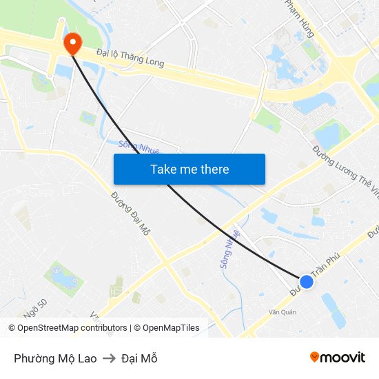 Phường Mộ Lao to Đại Mỗ map