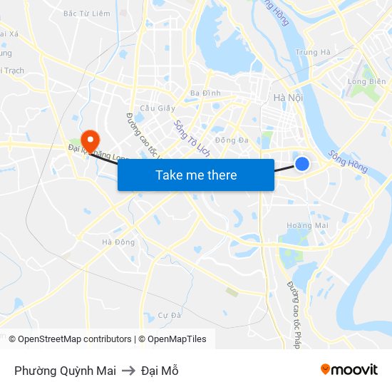 Phường Quỳnh Mai to Đại Mỗ map