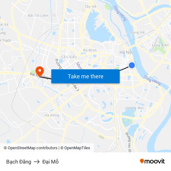 Bạch Đằng to Đại Mỗ map