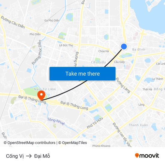 Cống Vị to Đại Mỗ map