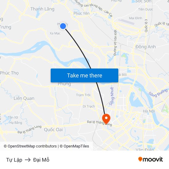 Tự Lập to Đại Mỗ map