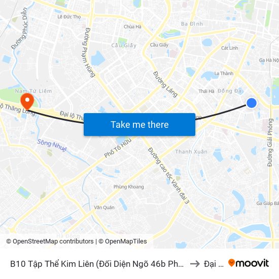 B10 Tập Thể Kim Liên (Đối Diện Ngõ 46b Phạm Ngọc Thạch) to Đại Mỗ map