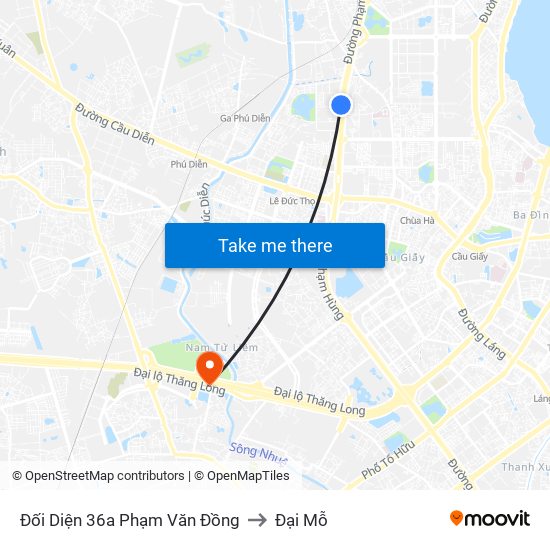 Đối Diện 36a Phạm Văn Đồng to Đại Mỗ map