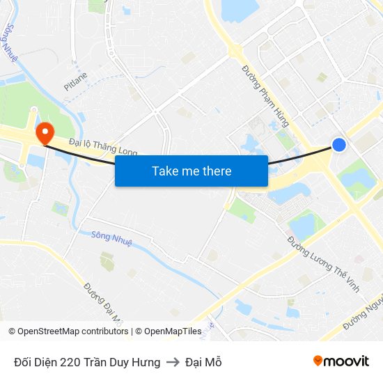 Đối Diện 220 Trần Duy Hưng to Đại Mỗ map