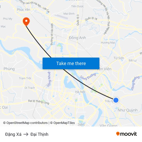 Đặng Xá to Đại Thịnh map