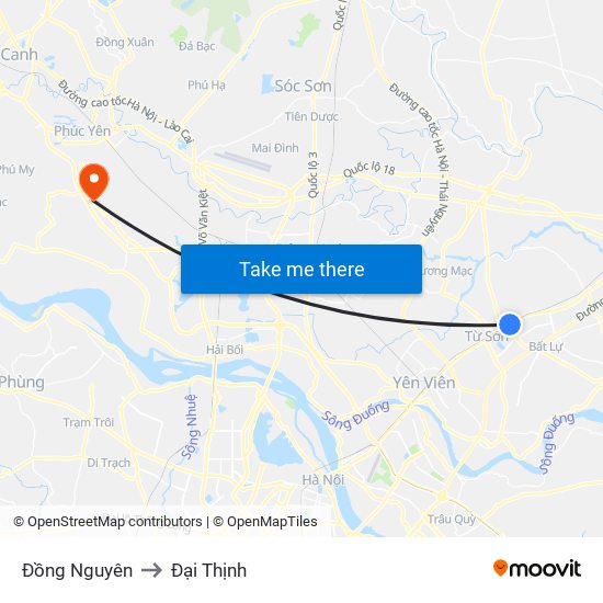 Đồng Nguyên to Đại Thịnh map