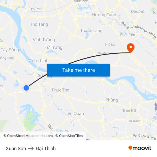 Xuân Sơn to Đại Thịnh map