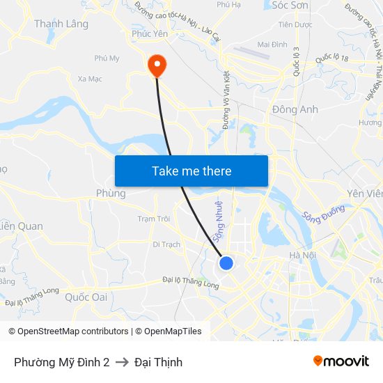 Phường Mỹ Đình 2 to Đại Thịnh map