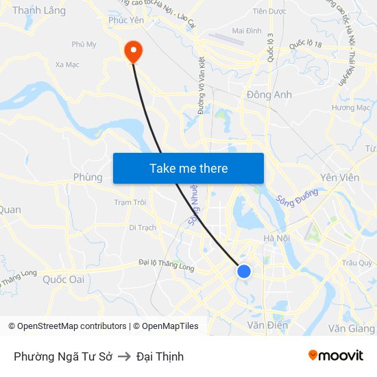 Phường Ngã Tư Sở to Đại Thịnh map