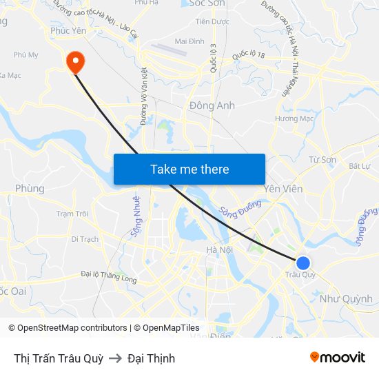 Thị Trấn Trâu Quỳ to Đại Thịnh map