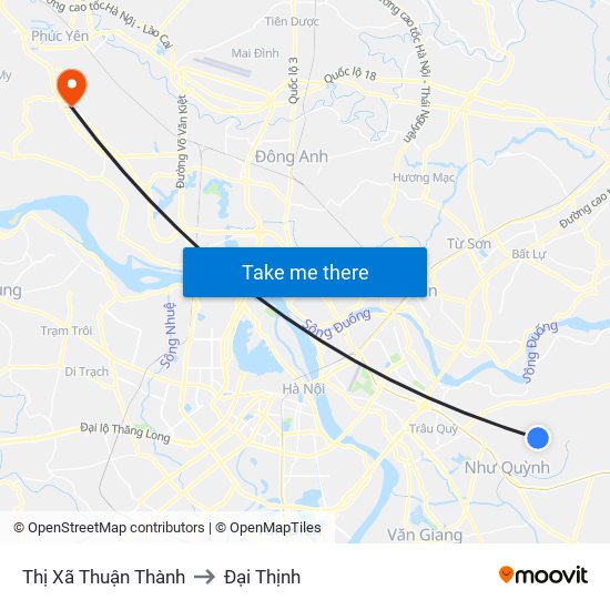 Thị Xã Thuận Thành to Đại Thịnh map