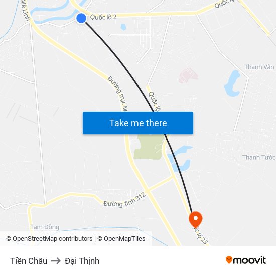 Tiền Châu to Đại Thịnh map