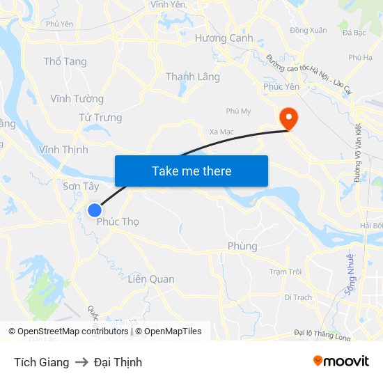 Tích Giang to Đại Thịnh map