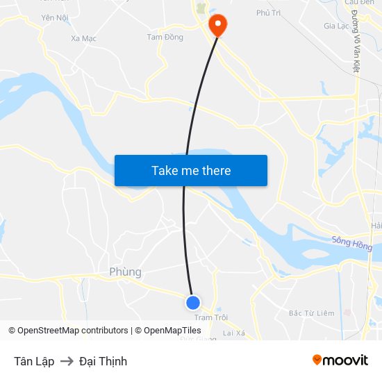 Tân Lập to Đại Thịnh map