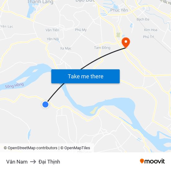 Vân Nam to Đại Thịnh map