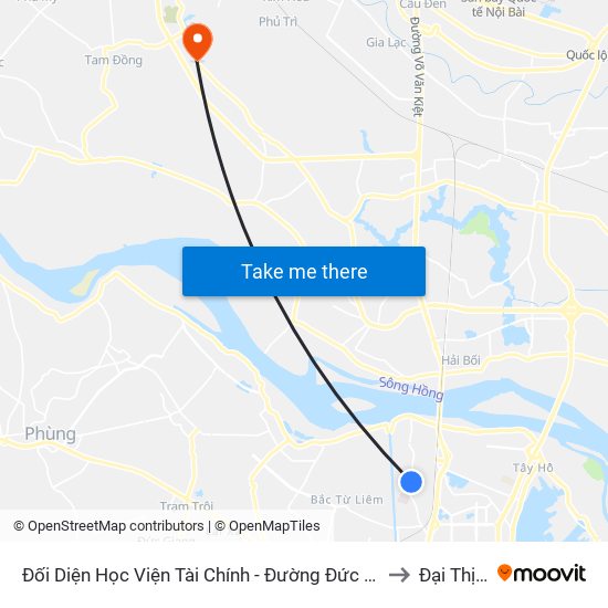 Đối Diện Học Viện Tài Chính - Đường Đức Thắng to Đại Thịnh map