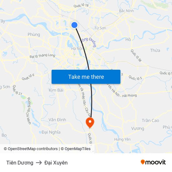 Tiên Dương to Đại Xuyên map