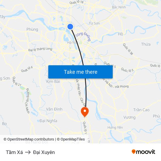 Tầm Xá to Đại Xuyên map