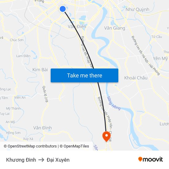 Khương Đình to Đại Xuyên map