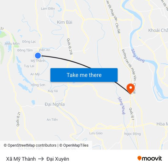 Xã Mỹ Thành to Đại Xuyên map