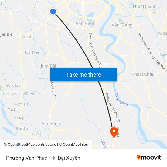 Phường Vạn Phúc to Đại Xuyên map