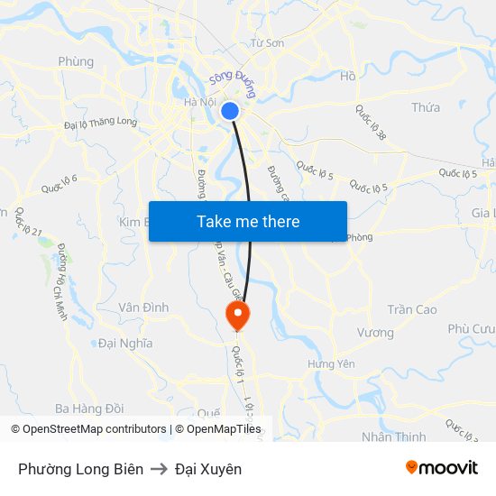 Phường Long Biên to Đại Xuyên map