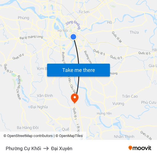 Phường Cự Khối to Đại Xuyên map