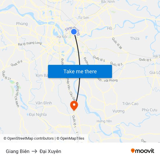 Giang Biên to Đại Xuyên map