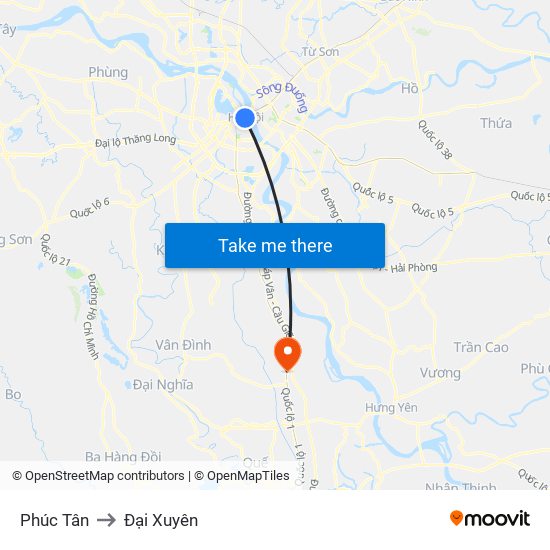 Phúc Tân to Đại Xuyên map